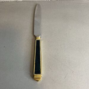 Yamazaki Krystallos Blue Gold Accent Stainless Flatware Dinner Knife Japan